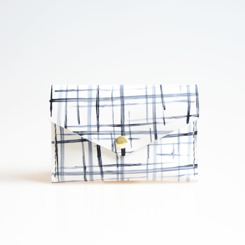Leather Plaid Card Case